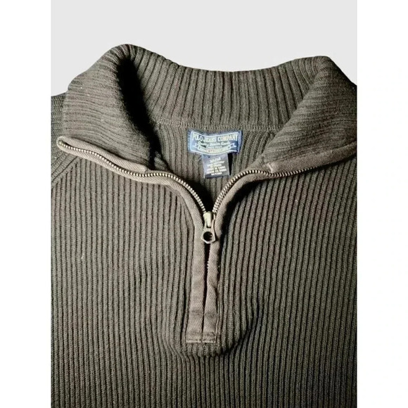 Polo Ralph Lauren Sweater Mens Medium Black 1/4 Zip Fishermans Knit Pullover - Picture 9 of 11
